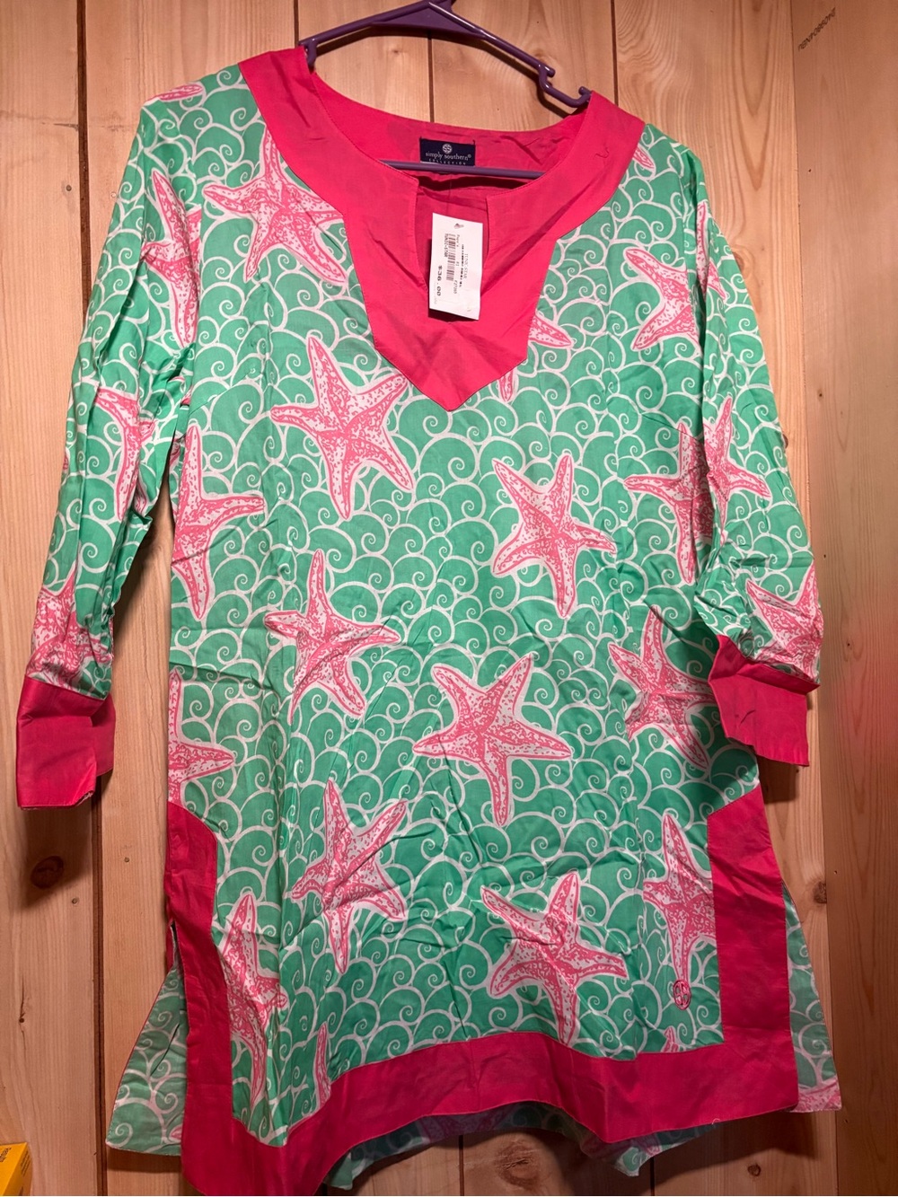 Simply Southern Women’s Starfish Tunic with Green & Pink Accents